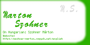 marton szohner business card