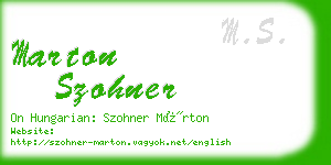 marton szohner business card